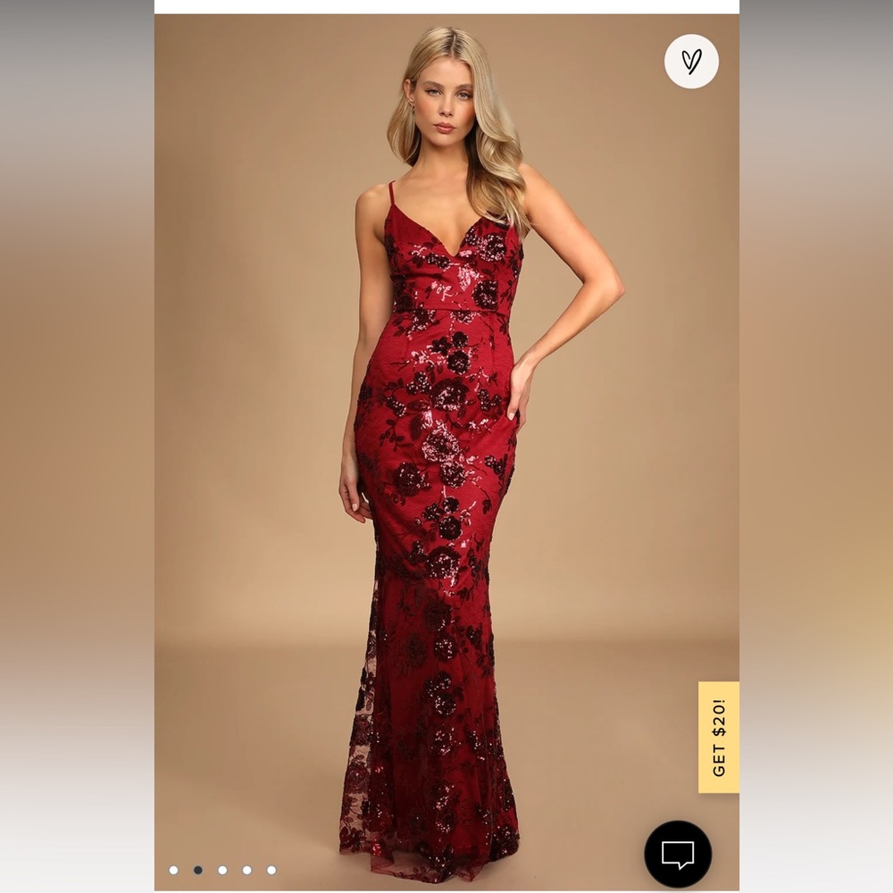 Shine Language Wine Red Sequin Mermaid Maxi Dress
